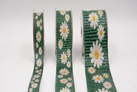 Gänseblümchen in Grün Jacquardband_AI-KN